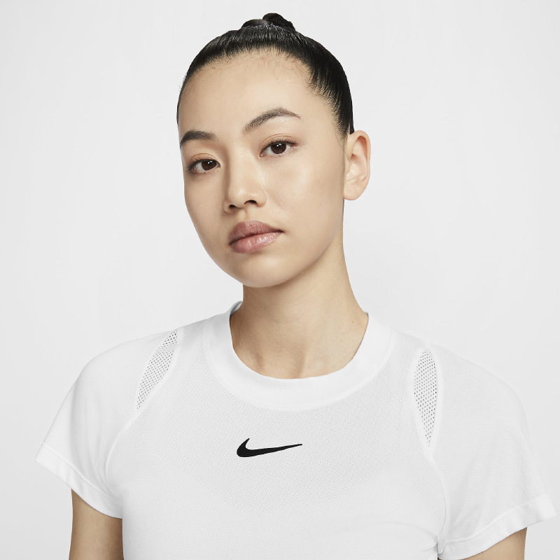 Nike耐克官方女速干短袖网球上衣夏季新款透气运动拼接网眼FV0262-图1