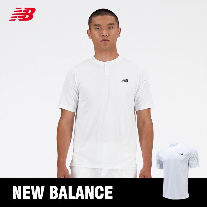 New Balance网球服男子T恤NB官方正品圆领衫短袖纽扣开襟运动上衣,淘宝优惠券,粉丝福利购,淘宝优惠卷