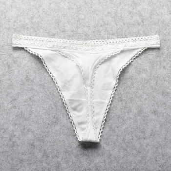 V1-1 outer pure white lace women's cotton sexy mid-waist T-baring women's thong