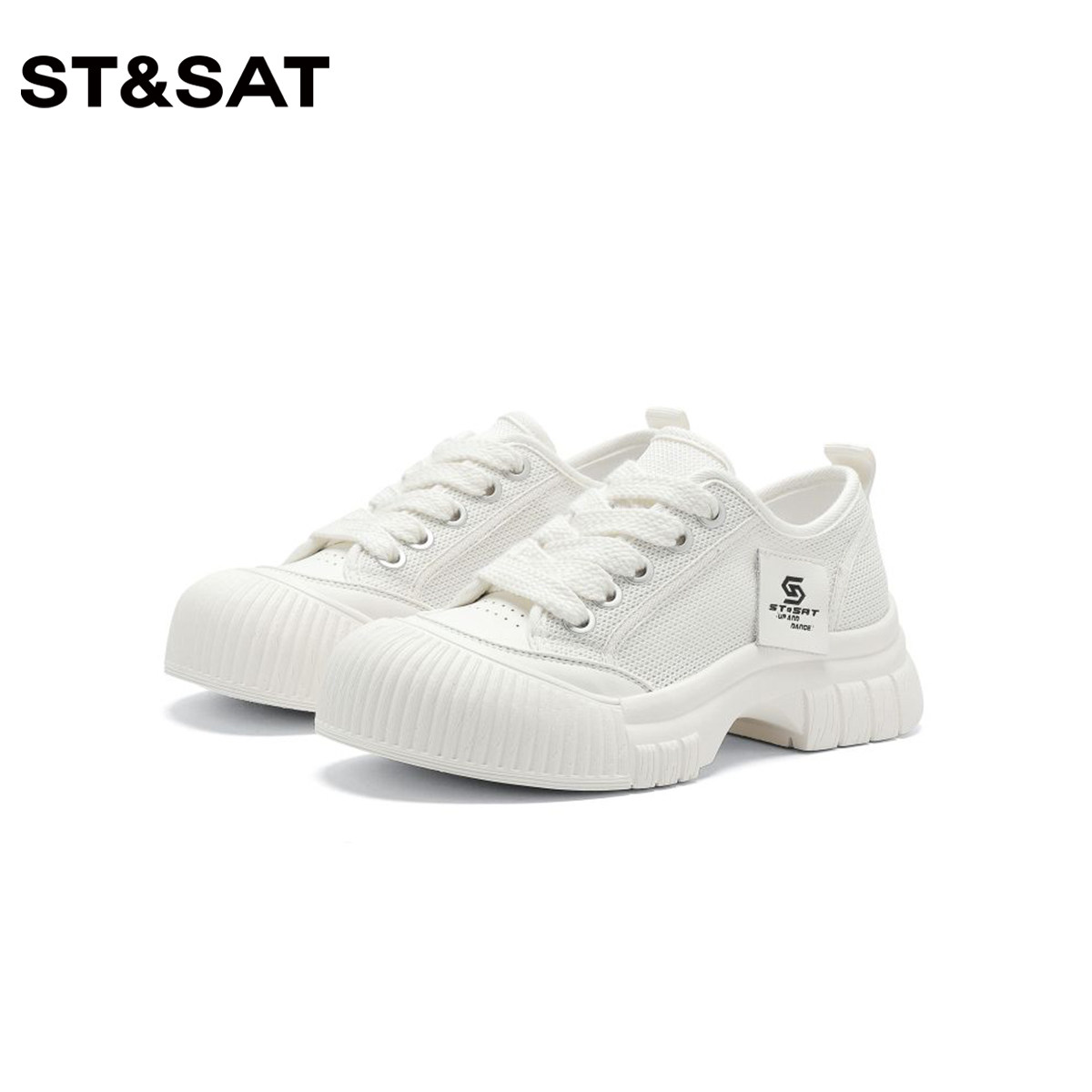 St&Sat/星期六夏季圆头网面系带增高厚底深口单鞋女SS32112D26,淘宝优惠券,粉丝福利购,淘宝优惠卷