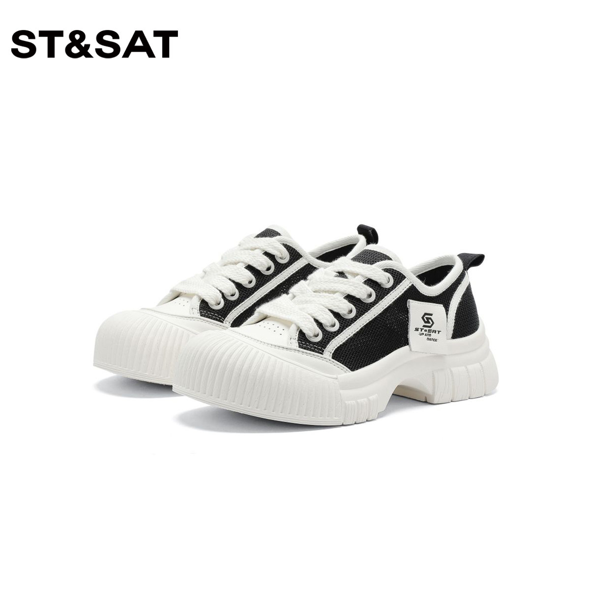 St&Sat/星期六夏季圆头网面系带增高厚底深口单鞋女SS32112D26,淘宝优惠券,粉丝福利购,淘宝优惠卷