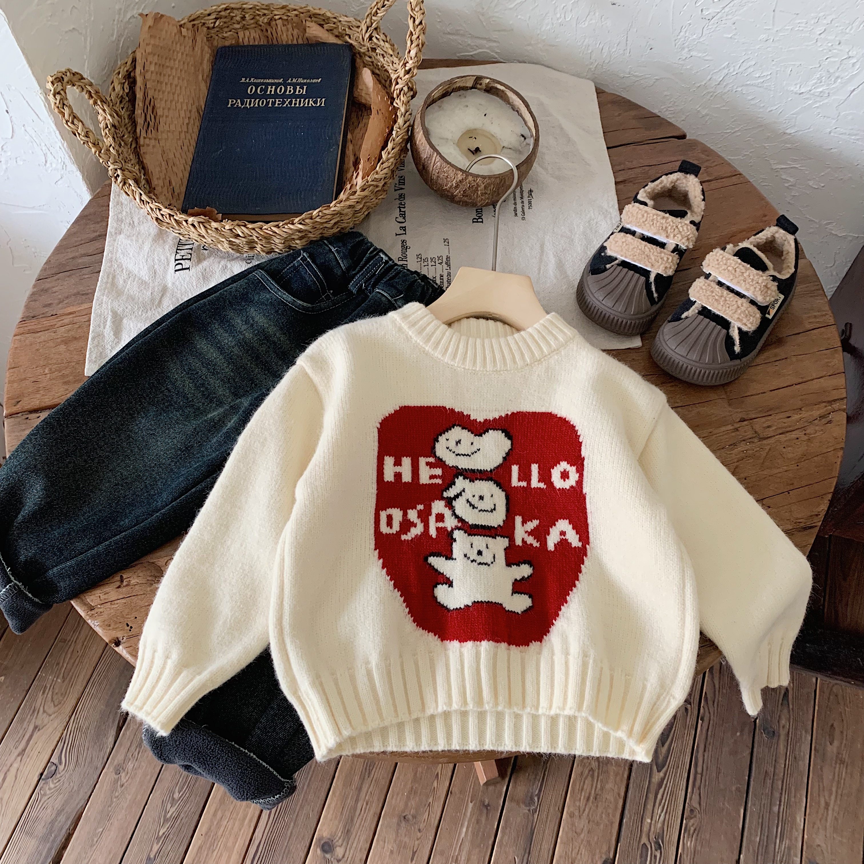 儿童提花毛衣加厚男童过年冬装喜庆宝宝卡通小熊字母针织衫女新年,淘宝优惠券,粉丝福利购,淘宝优惠卷