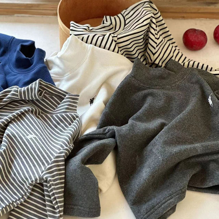 儿童半高领打底衫男2023秋冬新款小童T恤长袖宝宝条纹冬装女内搭,淘宝优惠券,粉丝福利购,淘宝优惠卷