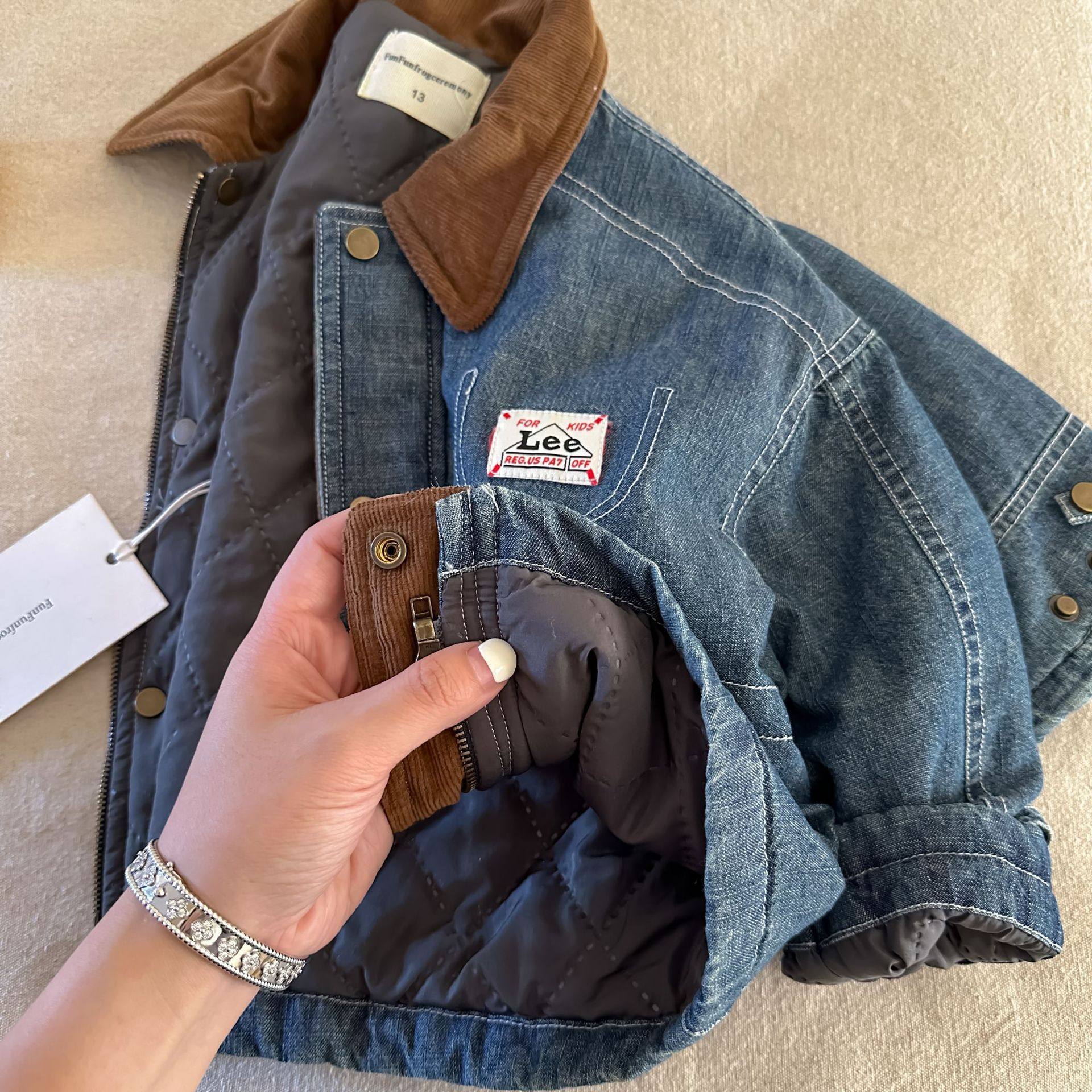 儿童牛仔外套男夹棉2025秋冬新款小童棉服明线宝宝字母棉衣女洋气,淘宝优惠券,粉丝福利购,淘宝优惠卷