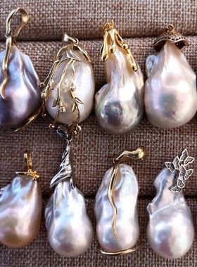 特价清仓包邮 夸张时尚个性天然巴洛克大珍珠925纯银吊坠异形珍珠