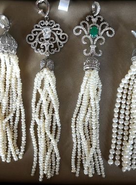 特价清仓包邮0欧美宫廷风天然淡水珍珠流苏可打开吊坠925纯银颈坠