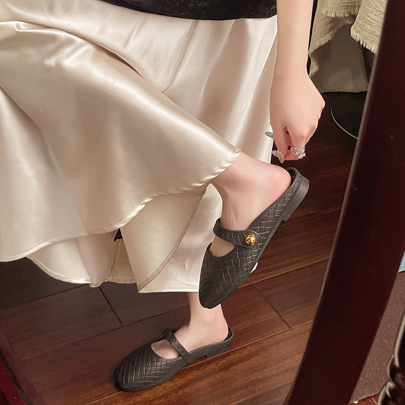 2026新款时尚气质法式包头浅口编织高级感日常居家外穿平底女拖鞋,淘宝优惠券,粉丝福利购,淘宝优惠卷