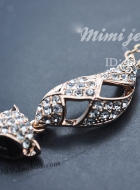 欧洲镀金复古招桃花小狐狸短项链