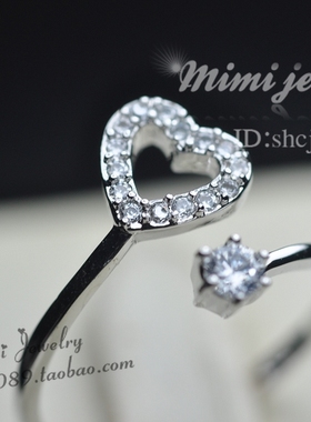 镀金高级微镶甜美风爱心摩登戒指