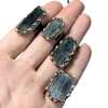 Retro style natural green tourmaline rough stone amorphous open bronze adjustable personalized European and American ring