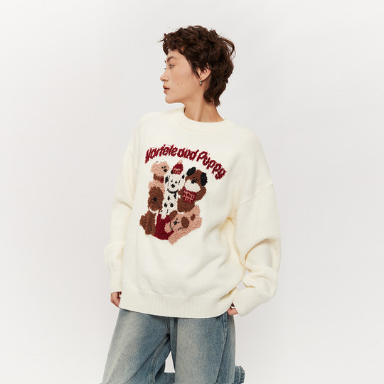 AIRHOOD autumn and winter American casual round neck sweaters for men and women loose retro pullover lazy couple sweaters