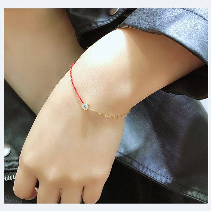 本命年韩国14K黄金手链女 闪亮锆石半红绳送女友幸运手链学生礼物,淘宝优惠券,粉丝福利购,淘宝优惠卷