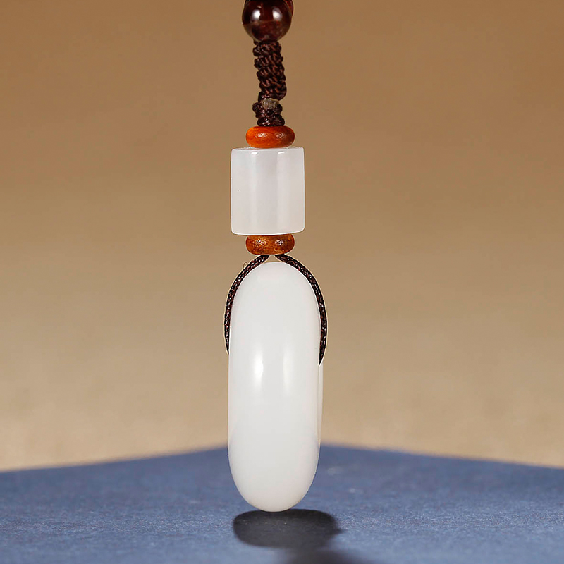 玉友和田玉羊脂玉平安扣吊坠男女款玉石项链玉器平安扣情侣款挂件 - 图2