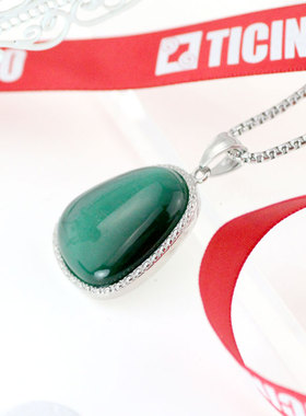 TICINO专柜热销新品TXX0610精钢翠绿猫眼石吊坠送妈妈的好礼物