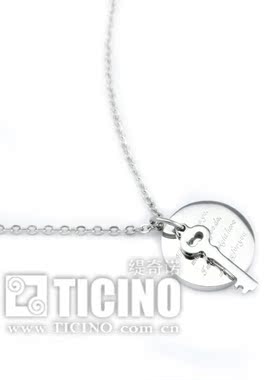 欧美复古圆盘钥匙项链饰品吊坠