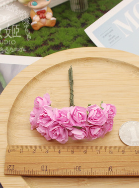 DIY手工小号粉红色纸花