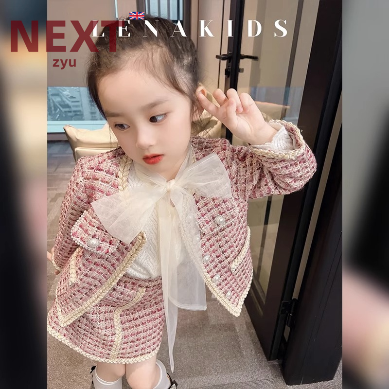 英国NEXT ZYU官方正品女童春秋新款小香风套装儿童秋短裙小童衣服 - 图0