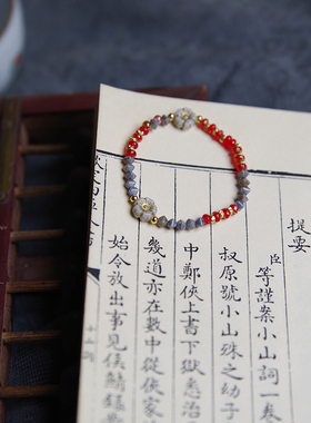 素锦年喜庆红中式手饰红火复古手链