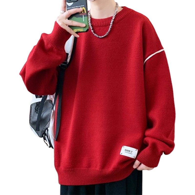 红色青少年毛衣男孩秋冬季新款男装士大童潮牌加厚保暖针织打底衫,淘宝优惠券,粉丝福利购,淘宝优惠卷