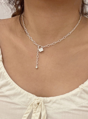 纯银锁爱心项链可调节s925小众设计原创闺蜜礼物简约时尚通勤女款