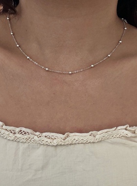 s925银锁骨项链原创设计小众欧美多叠戴法链条拼接长毛衣西装链女