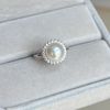S925 sterling silver mirror extremely bright pure white silky smooth and flawless natural white pearl ring 9mm sunflower