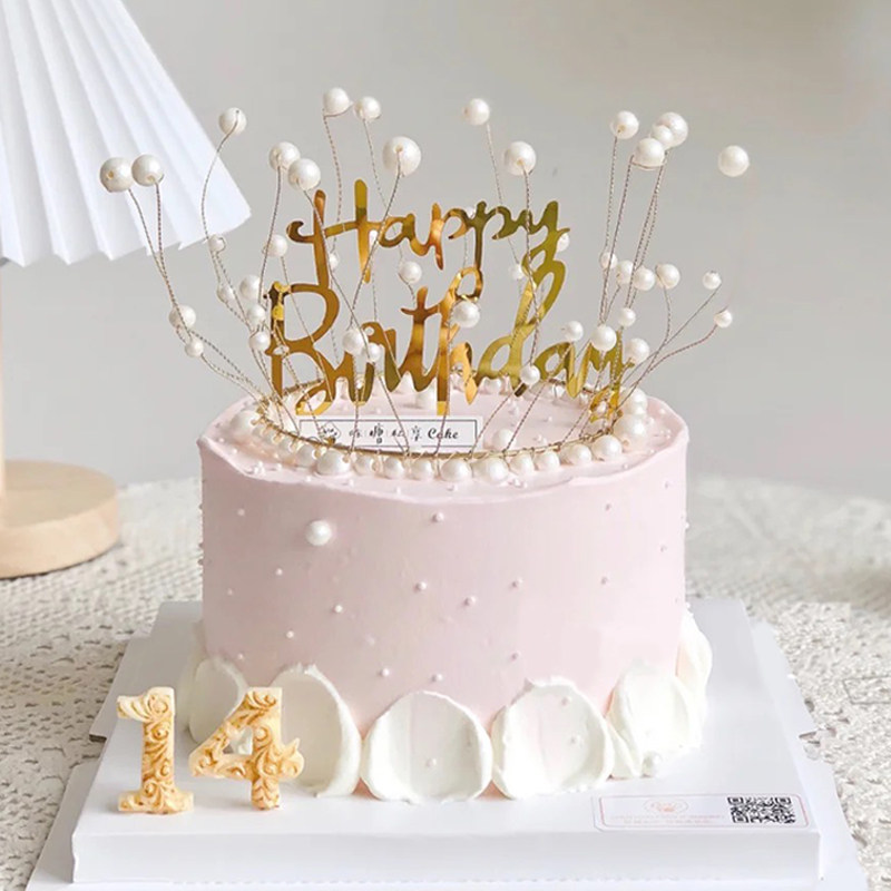 网红情人节蕾丝皇冠蛋糕装饰满天星珍珠摆件儿童女王生日派对装扮