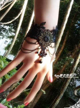 植物花卉哥特风蕾丝礼品黑色手链