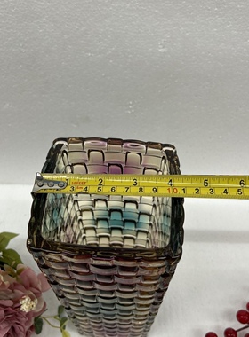 高品质七彩琉璃色水晶藤编节节高升花瓶高25CM花瓶摆件家用花瓶