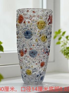轻奢玻璃高档花瓶摆件客厅插花瓶办公室干花餐桌奢华网红高端摆设