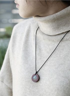 情侣檀木磁性吊坠情侣款