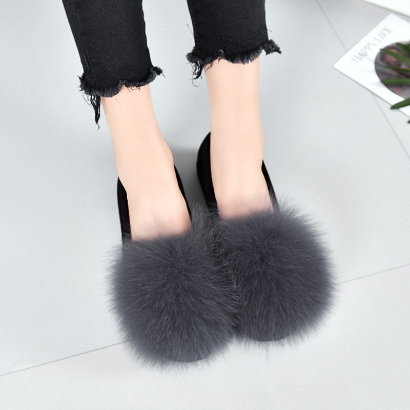 加绒豆豆鞋女2025年秋冬新款韩版狐狸毛外穿平底百搭孕妇鞋毛毛鞋,淘宝优惠券,粉丝福利购,淘宝优惠卷