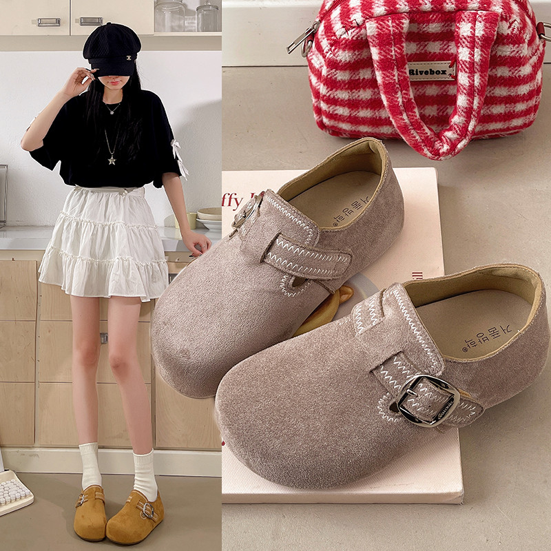 韩版勃肯鞋女单鞋2026年春季新款刺绣平底内增高超火一脚蹬豆豆鞋,淘宝优惠券,粉丝福利购,淘宝优惠卷