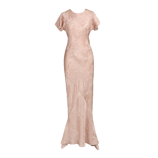 Mia Han Frühling und Sommer Neues High-End Slim Fit Slim Fish Tail Rock Seide kurzärmelige lange Kleidung