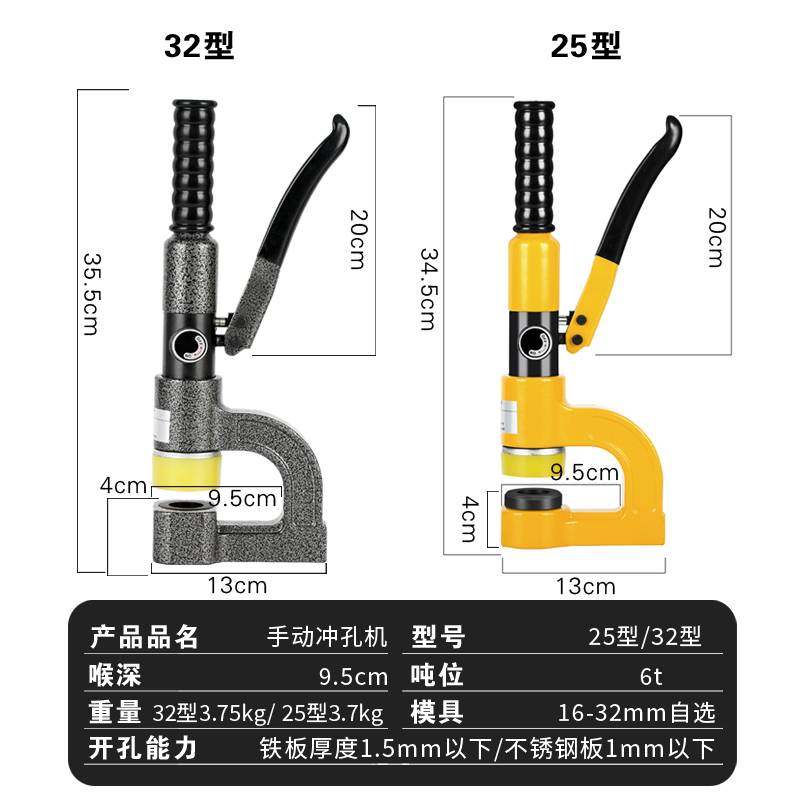 便携式手动桥架液压开孔器线槽金属免打孔神器分体式开口器冲孔机 - 图3