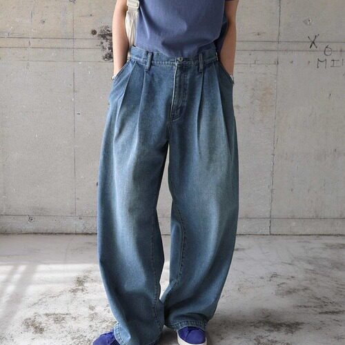 推荐！日单品牌夏季新品时尚百搭高腰水洗棉萝卜直筒牛仔裤29601