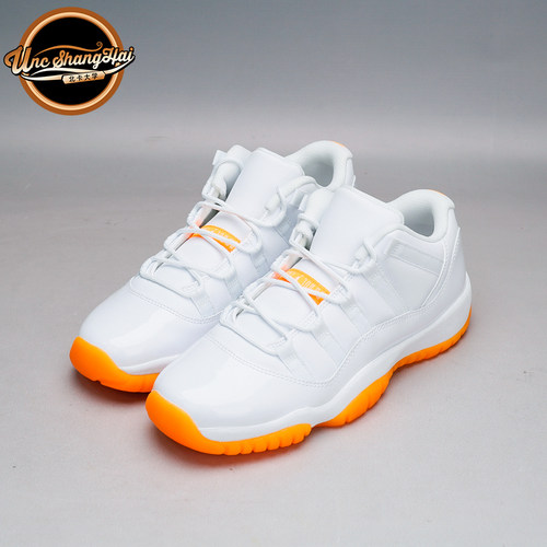 北卡大学 Air Jordan 11 Low AJ11 柑橘 白橙 女鞋580521-139现货 - 图0