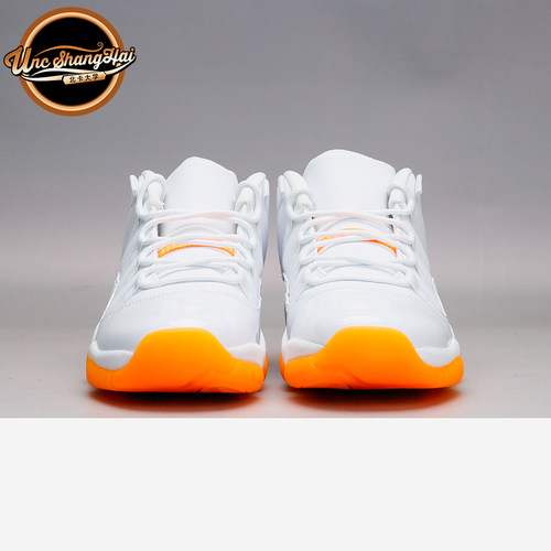北卡大学 Air Jordan 11 Low AJ11 柑橘 白橙 女鞋580521-139现货 - 图1