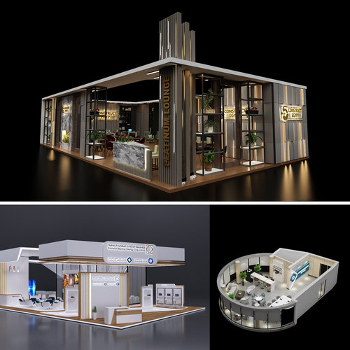展厅展馆设计3D效果图方案文化墙企业展厅展馆科技展会展台设计 - 图3