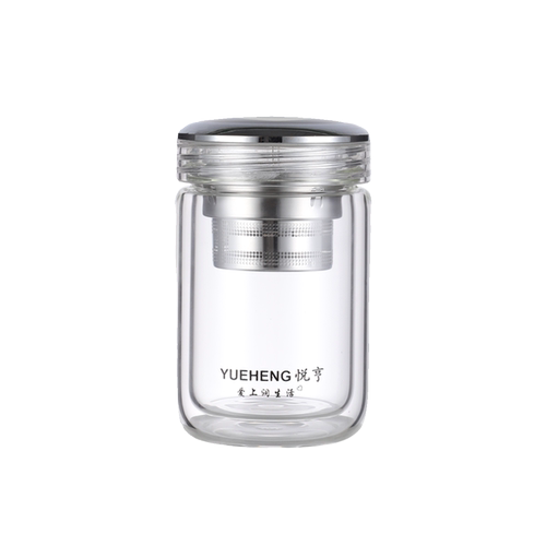 悦亨高档水晶双层隔热玻璃茶杯280ML办公杯防爆男士大容量420ML - 图3