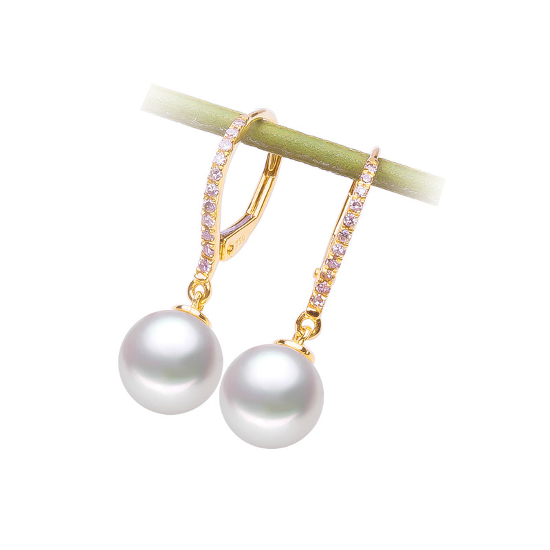 天然akoya海水珍珠耳环天女日本珠耳圈耳坠钻石18K玫瑰金黄金白金,淘宝优惠券,粉丝福利购,淘宝优惠卷