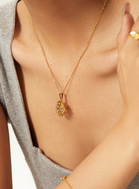 ins法式新款钛钢项链镶钻百搭