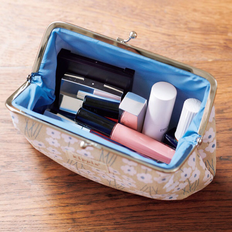夹口杂志附录帆布收纳包素雅小花朵浅褐色化妆品随身整理棉布袋子,淘宝优惠券,粉丝福利购,淘宝优惠卷