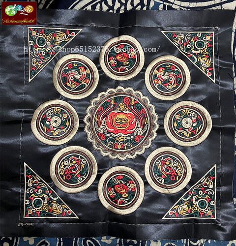 苗族刺绣绣片 绣花家居饰品 民族服装 包包辅料 DIY设计 38*39CM - 图0
