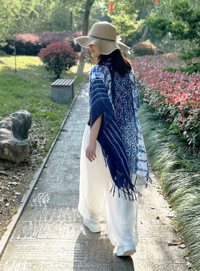 扎染披肩流苏复古女夏季