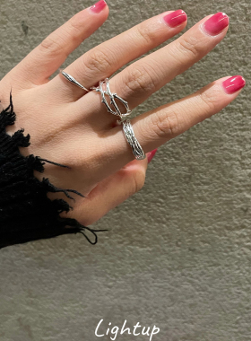 冷淡风ins极简不规则开口素圈