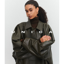 UNICA strong push B into high trendy bat sleeves _ Turkish imported sheep leather large profile leather windcoat jacket