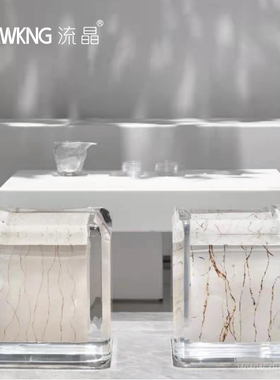 进口高透轻轻奢售楼处铂晶方凳