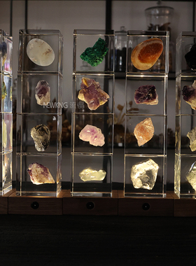 流晶胡桃木方形圆形4cm5cm摆件