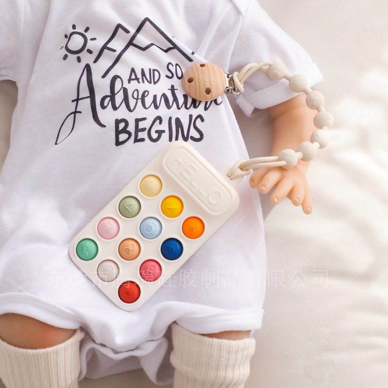 婴儿手机牙胶宝宝安抚硅胶手机按键玩具防吃手磨牙棒奶嘴链,淘宝优惠券,粉丝福利购,淘宝优惠卷